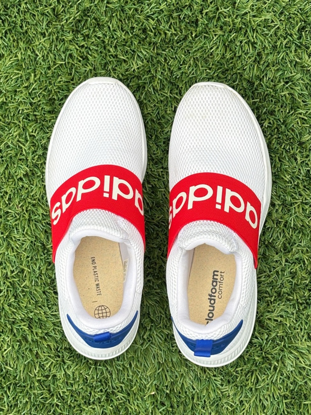 Adidas Lite Racer Adapt Men’s Slip-On Sneakers | Size 11 | White Red Blue - Picture 7 of 7